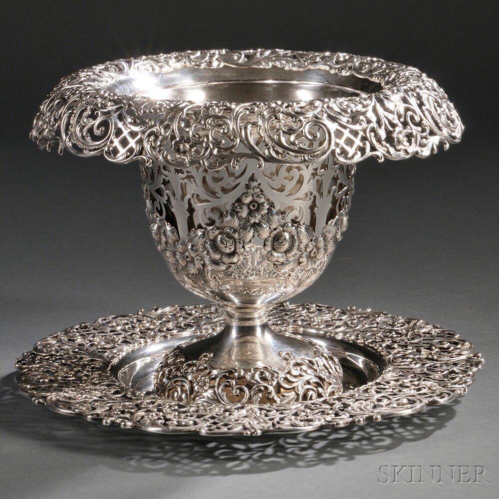 Appraisal: Roger Williams Sterling Silver Vase and Undertray Providence Rhode Island