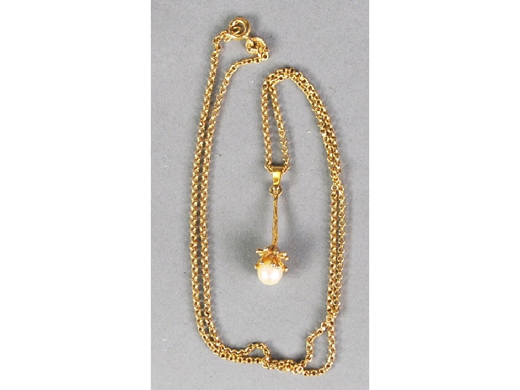 Appraisal: ct GOLD FINE CHAIN NECKLACE and ct gold drop PENDANT