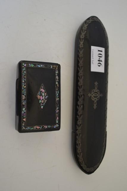 Appraisal: VICTORIAN PAPIER MACHE SNUFF BOX AND SPECTACLE CASE