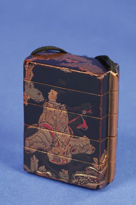 Appraisal: A JAPANESE FIVE CASE INRO decorated with a figure a