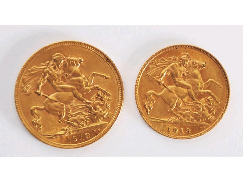 Appraisal: GEORGE V GOLD SOVEREIGN AND GEORGE V GOLD HALF SOVEREIGN