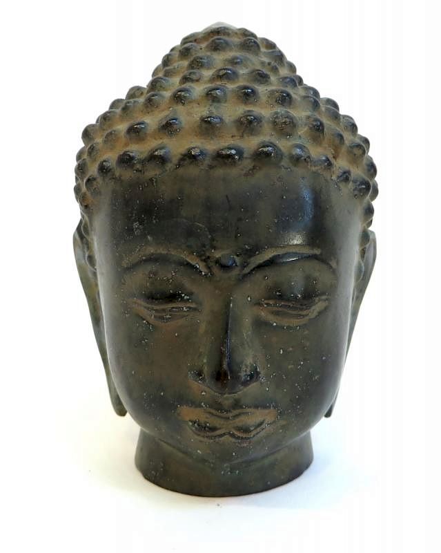 Appraisal: Patinated Bronze Buddha Head Patinated Bronze Buddha Head Description With