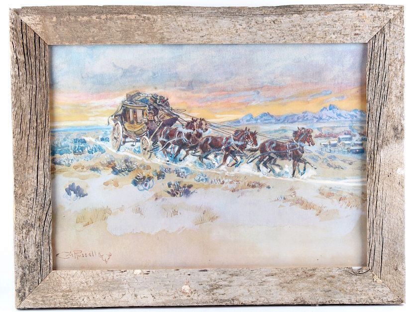 Appraisal: Prairie Express Charles Russell Framed Print For your consideration is