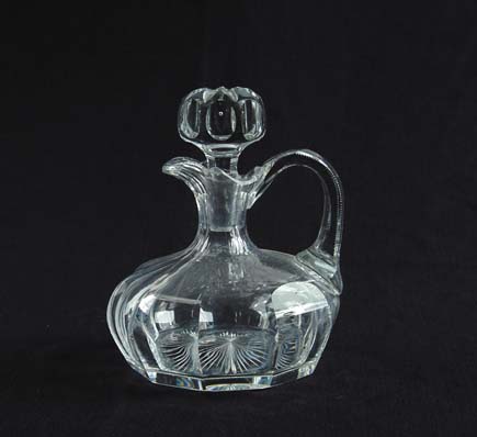 Appraisal: LARGE CUT GLASS CRUET Wonderful large cruet has ten faceted