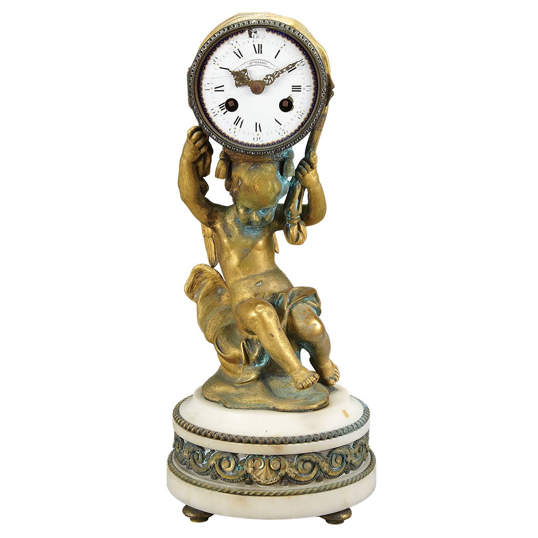 Appraisal: Louis XVI Style Gilt-Bronze Figural Mantel Clock Henry Dasson et