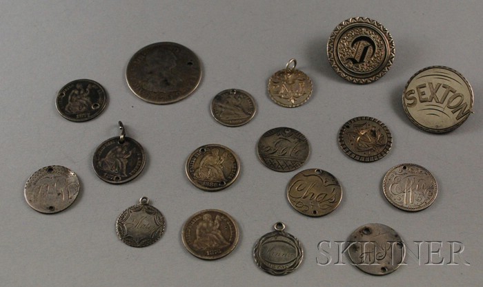 Appraisal: Group of th Century Coin Charms and Pins