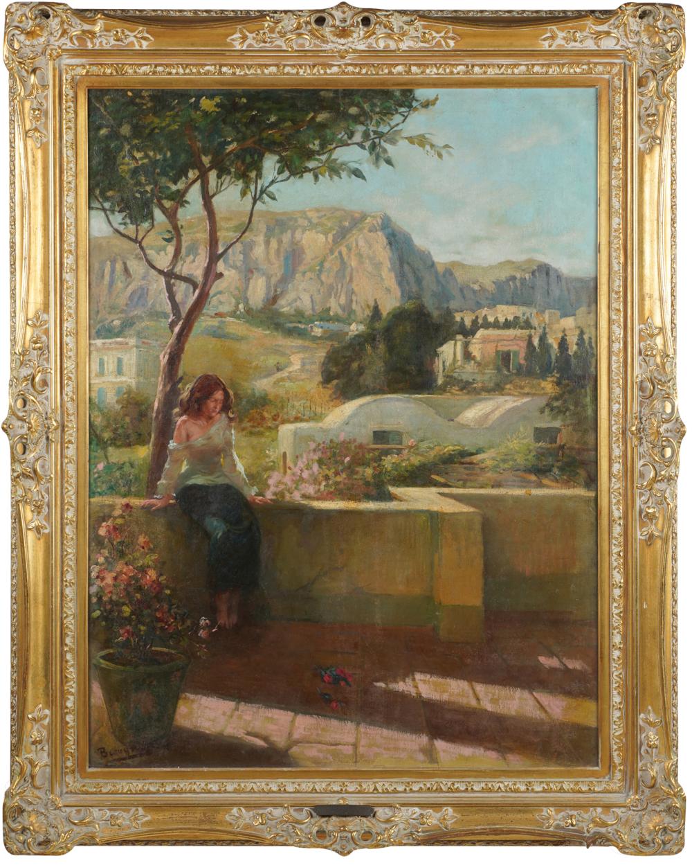 Appraisal: ADOLF M BROUGIER - A VIEW IN ITALY oil on