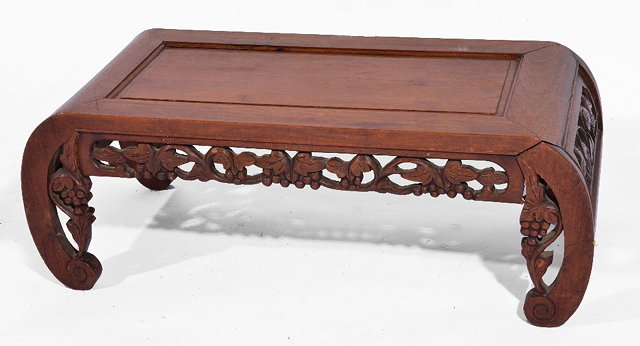 Appraisal: Chinese hardwood opium tablewith carved supports cm across