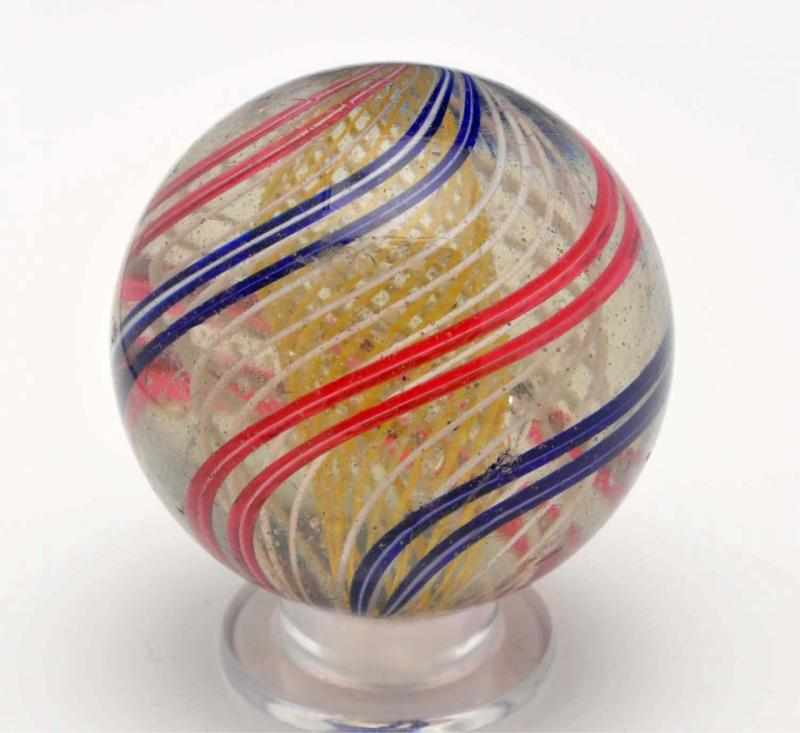 Appraisal: Large -Stage Latticino Swirl Marble Description Core of yellow latticino