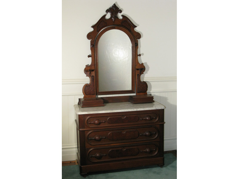 Appraisal: Victorian Marble Top Dresser American walnut poplar and white pine