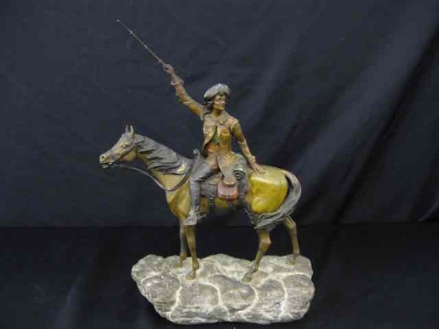 Appraisal: Bergmann Austria Bronze Horse Rider cold painted natural stone base