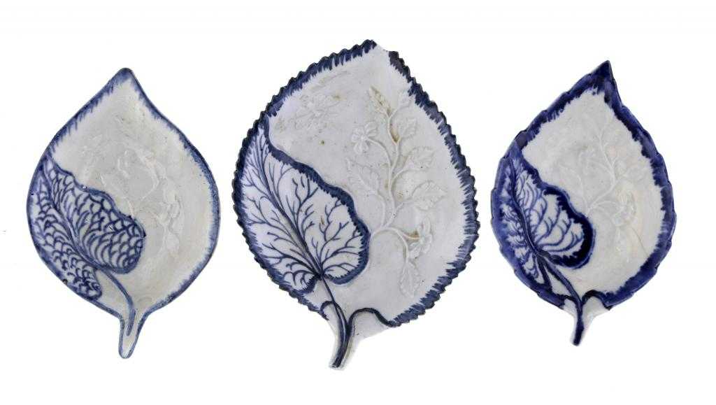 Appraisal: THREE LIVERPOOL PICKLE DISHES WILLIAM BALL OR JAMES PENNINGTON of