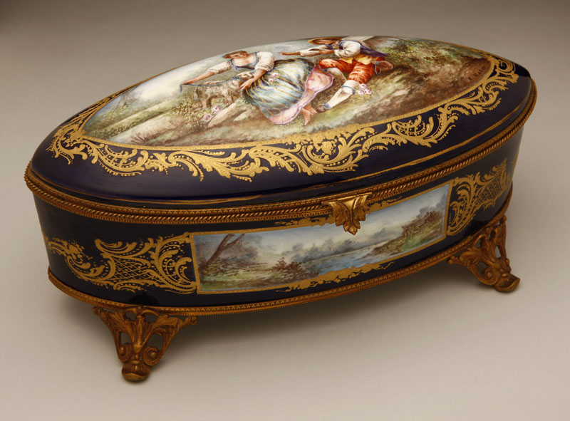 Appraisal: A Sevres style gilt bronze-mounted porcelain table box A Sevres