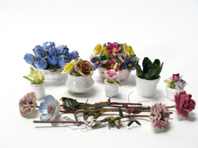 Appraisal: Group of bone china flower decor including seven flower baskets