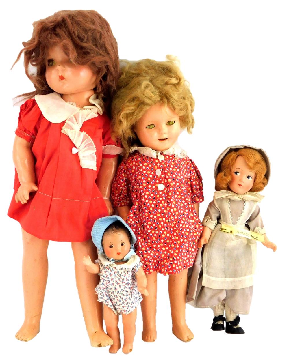 Appraisal: Four Dolls Vintage IDEAL Composition Shirley Temple doll loss to