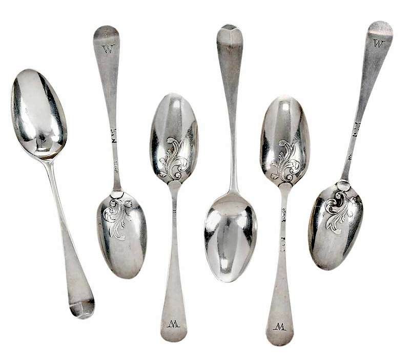 Appraisal: Set of Six Hester Bateman English Silver Spoons London late