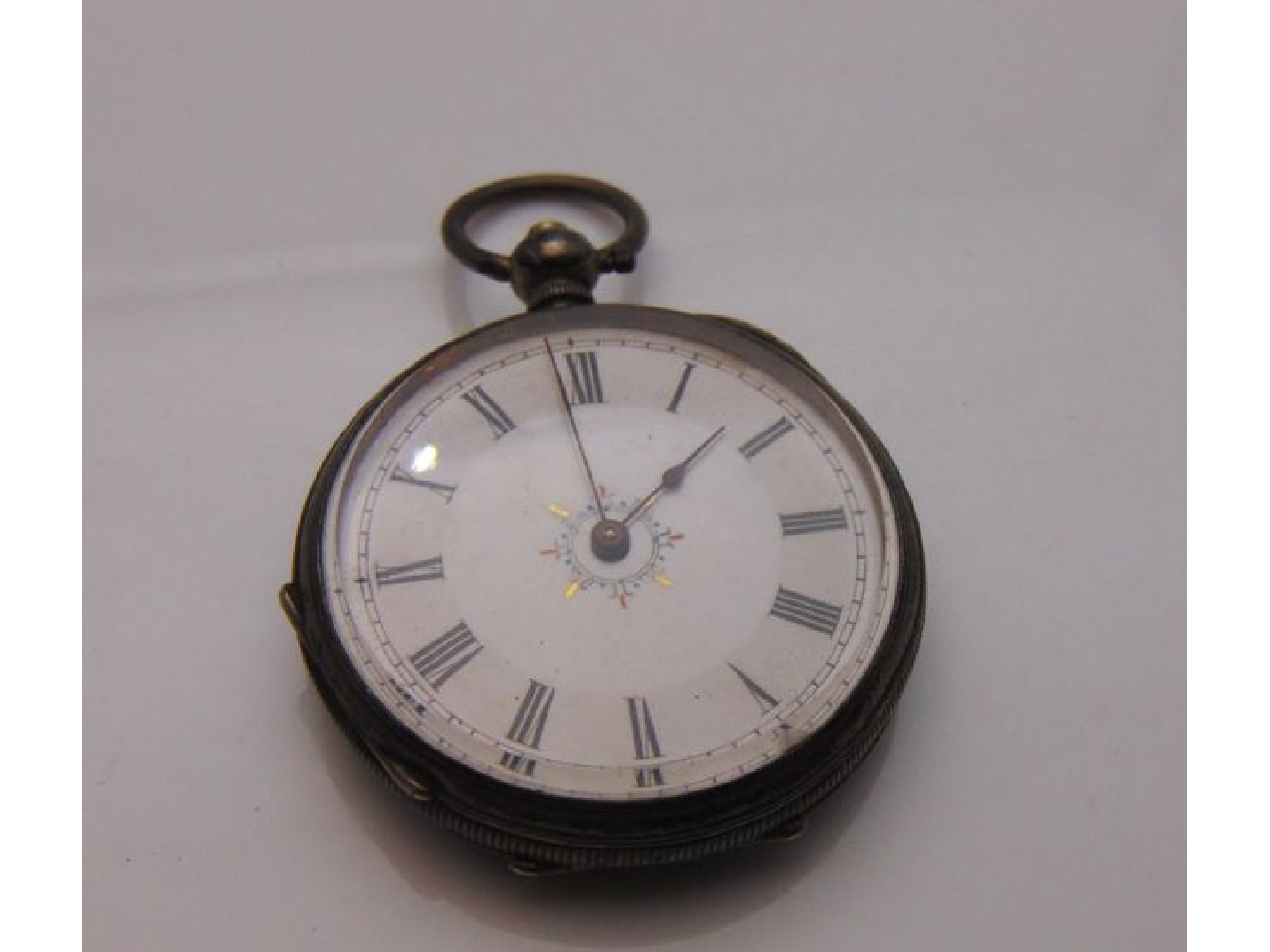 Appraisal: A silver open-faced pocket watch the white enamelled dial with