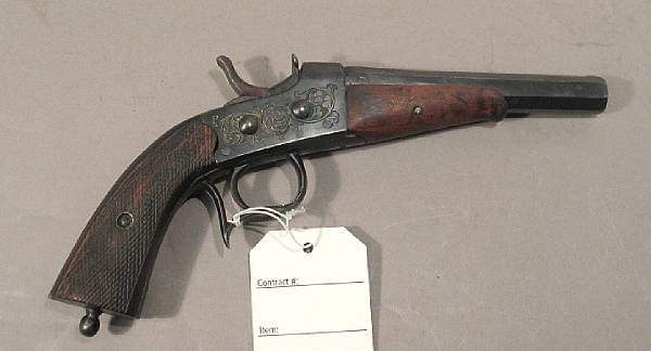 Appraisal: An unmarked rolling block pistol Serial no caliber inch octagonal