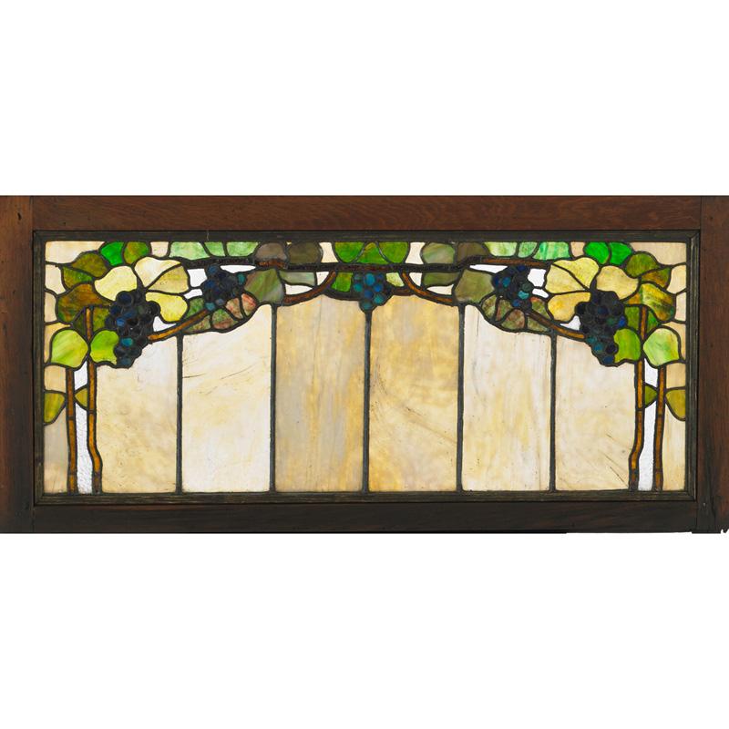 Appraisal: ARTS AND CRAFTS Window with grapevine pattern Condition Report Glass