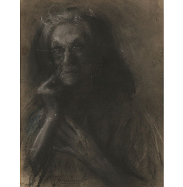 Appraisal: Glen Cooper Henshaw American - charcoal portrait of an elderly