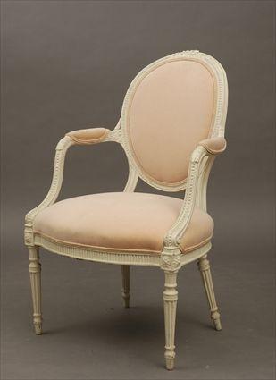 Appraisal: Louis XVI-Style Painted Oval-Back Fauteuil x x in