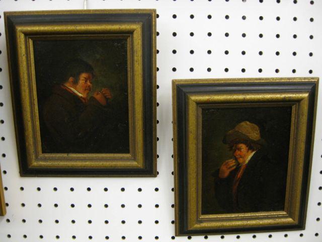 Appraisal: Pair of Oil Paintings of Men Smoking Victorian on canvas