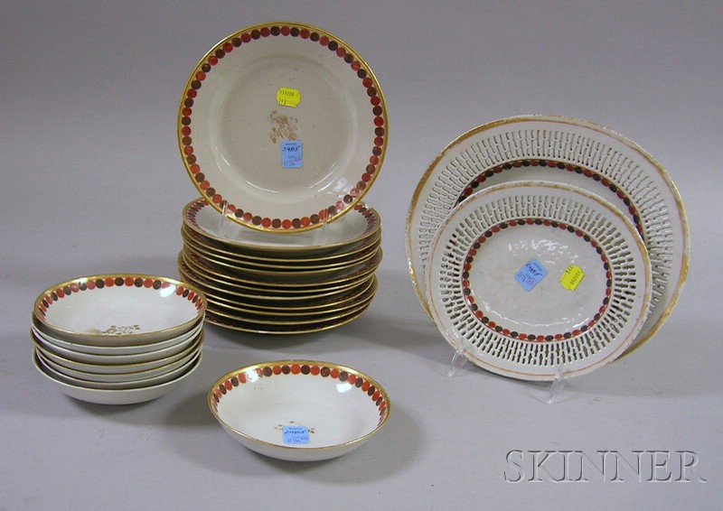 Appraisal: Twenty-two Pieces of Chinese Export Porcelain Gilt and Sepia Dot