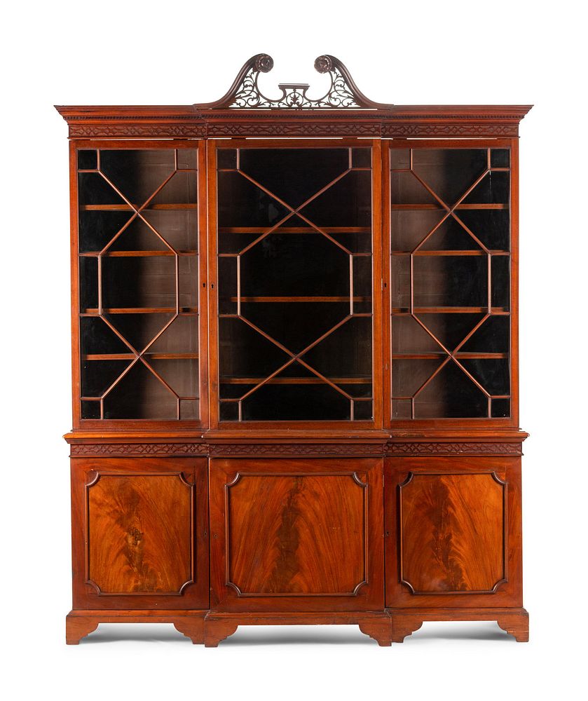 Appraisal: A George III Style Mahogany Breakfront Bookcase A George III