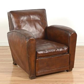 Appraisal: French Art Deco period leather club chair French Art Deco