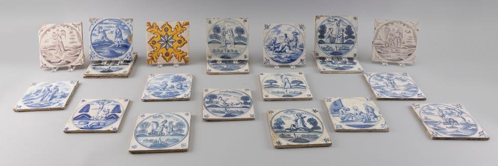 Appraisal: TWENTY-ONE DELFT TILES TH CENTURY APPROX X TWENTY-ONE DELFT TILES