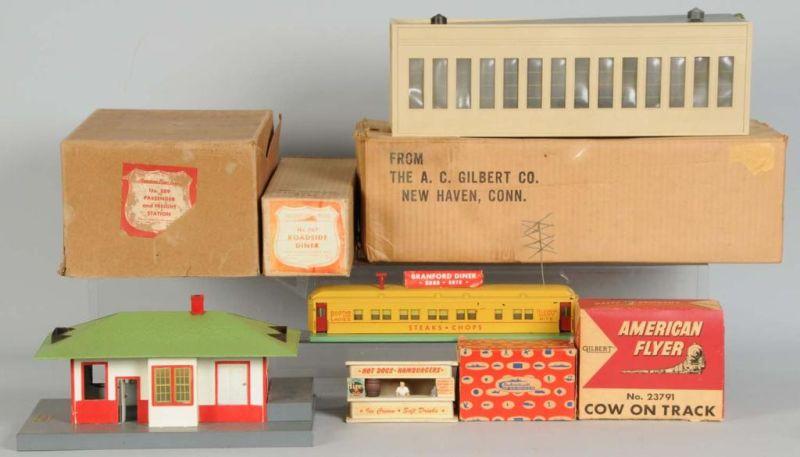 Appraisal: Lot of American Flyer S-Gauge Accessories Description Post-war Includes oil