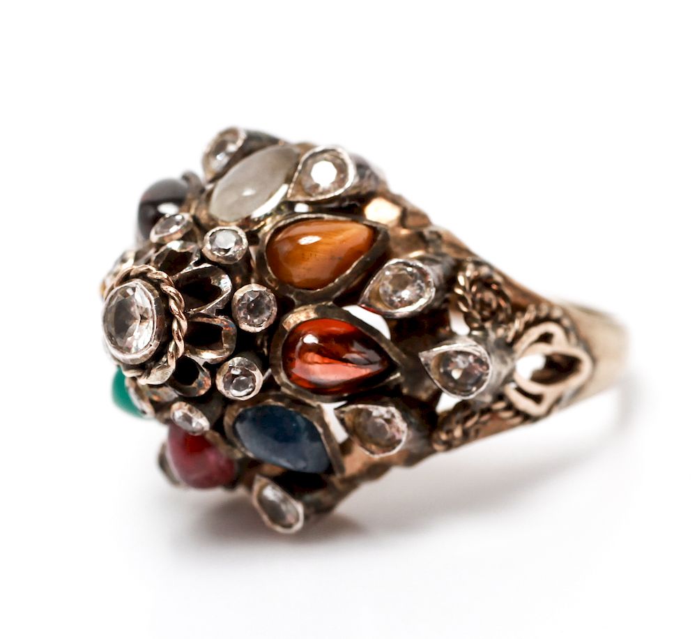 Appraisal: K Gold w Multi-Colored Gem Stones Ring K yellow gold