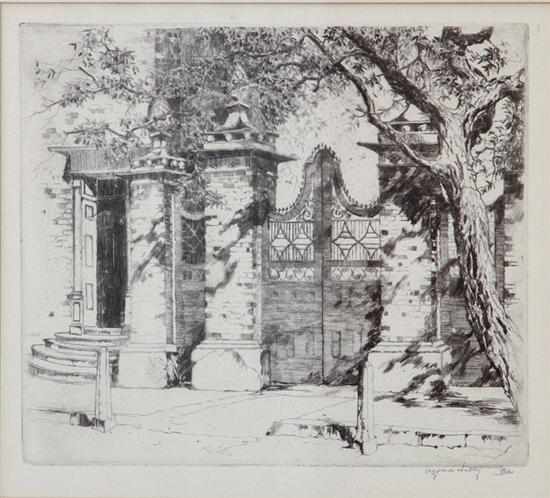 Appraisal: Alfred Hutty South Carolina - THE SMYTHE GATE CHARLESTON drypoint