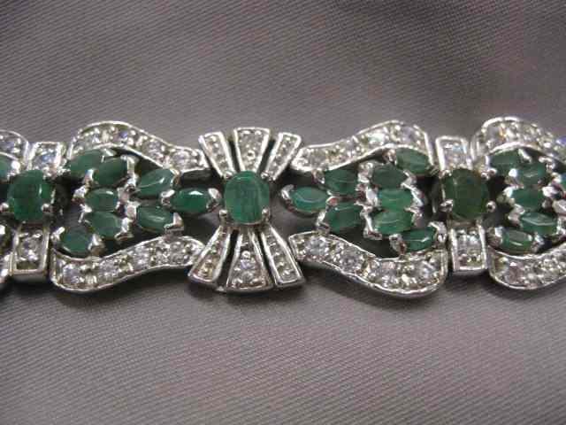 Appraisal: Emerald Bracelet fine green gems sterling silver set '' long