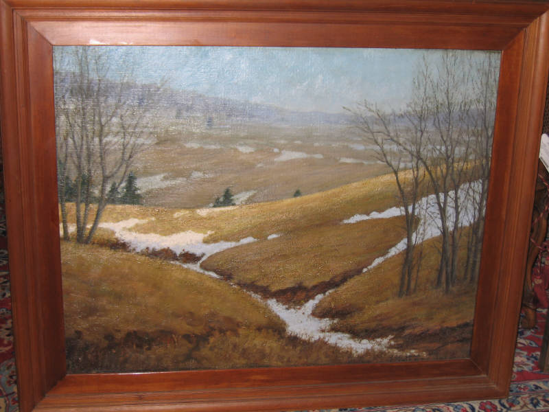 Appraisal: S MATHEZ TH CENTURY Landscape oil on masonite signed and