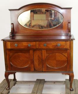 Appraisal: Queen Anne sideboard in mahogany with oval mirror Queen Anne