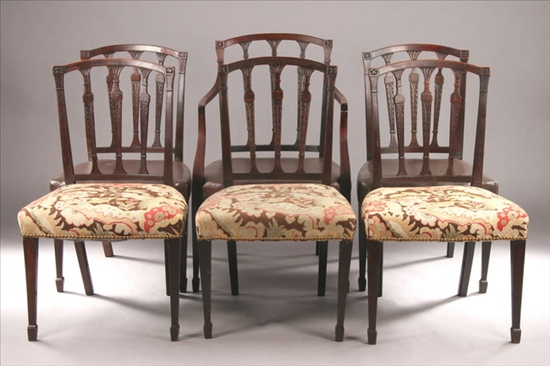 Appraisal: SET SEVEN FEDERAL STYLE MAHOGANY DINING CHAIRS Late th century