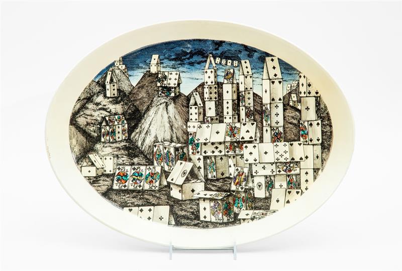 Appraisal: PIERO FORNASETTI TRAY Lithographed tin paper label x x in