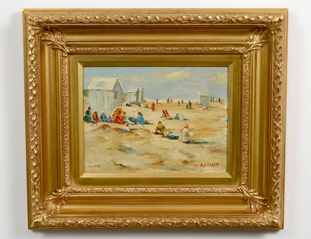 Appraisal: ANDRE CHALET French Born Beach Landscape Signed l r Oil