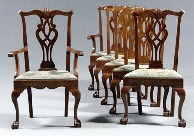 Appraisal: Set of six Chippendale style chairs mahogany dining chairs comprising