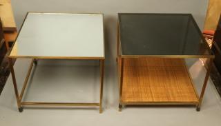 Appraisal: PAUL MCCOBB Brass Square Tube Frame Side Tables PAUL MCCOBB