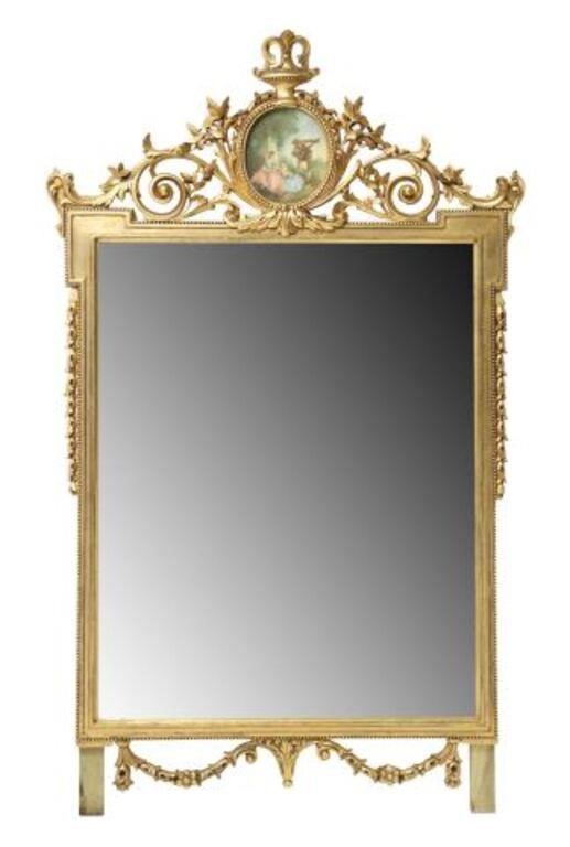 Appraisal: Louis XVI style giltwood wall mirror th c scrolling foliate