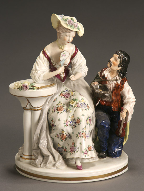 Appraisal: Austrian Porcelain Figural Group of a Lady and Musician First