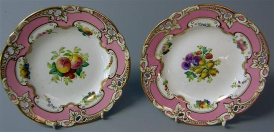 Appraisal: Pair of th century Staffordshire dessert plates pierced pink and