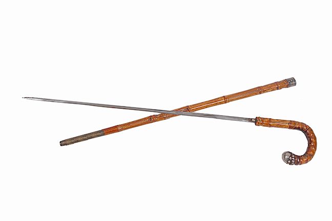 Appraisal: Bamboo Sword Cane Ca - A bamboo sword cane with