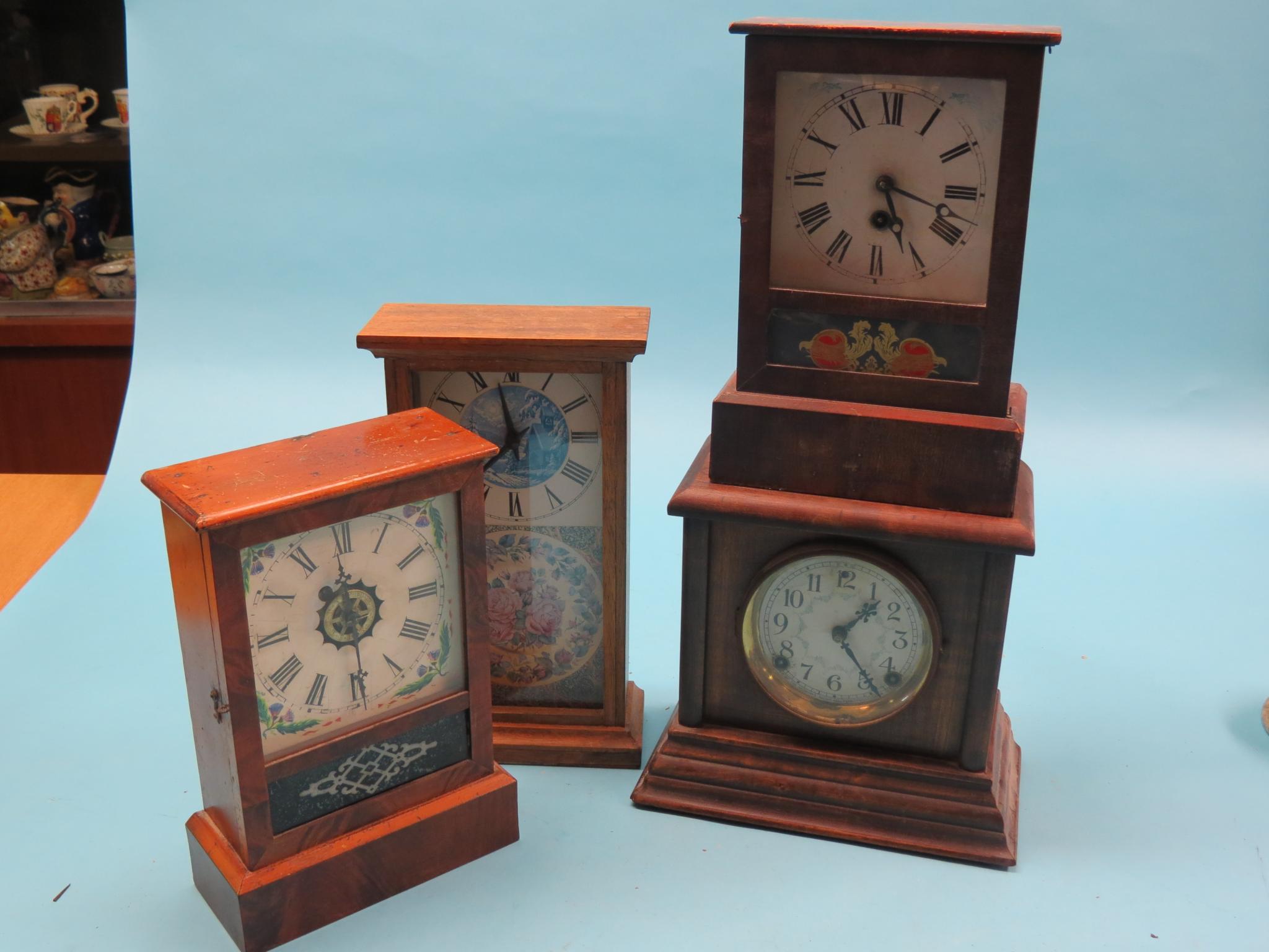 Appraisal: Three American shelf clocks and an American beech mantel clock