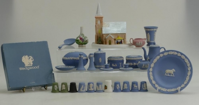 Appraisal: A collection of Wedgwood miniature items including tea pots vases