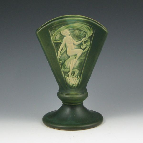 Appraisal: Roseville Panel nude fan vase in ivory and green Marked