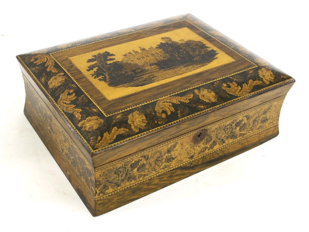 Appraisal: Tunbridge Ware rectangular box the hinged lid inlaid with a