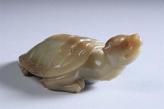 Appraisal: CHINESE CELADON AND RUSSET JADE TURTLE - in high in